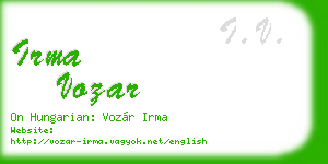 irma vozar business card