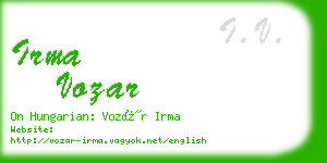 irma vozar business card